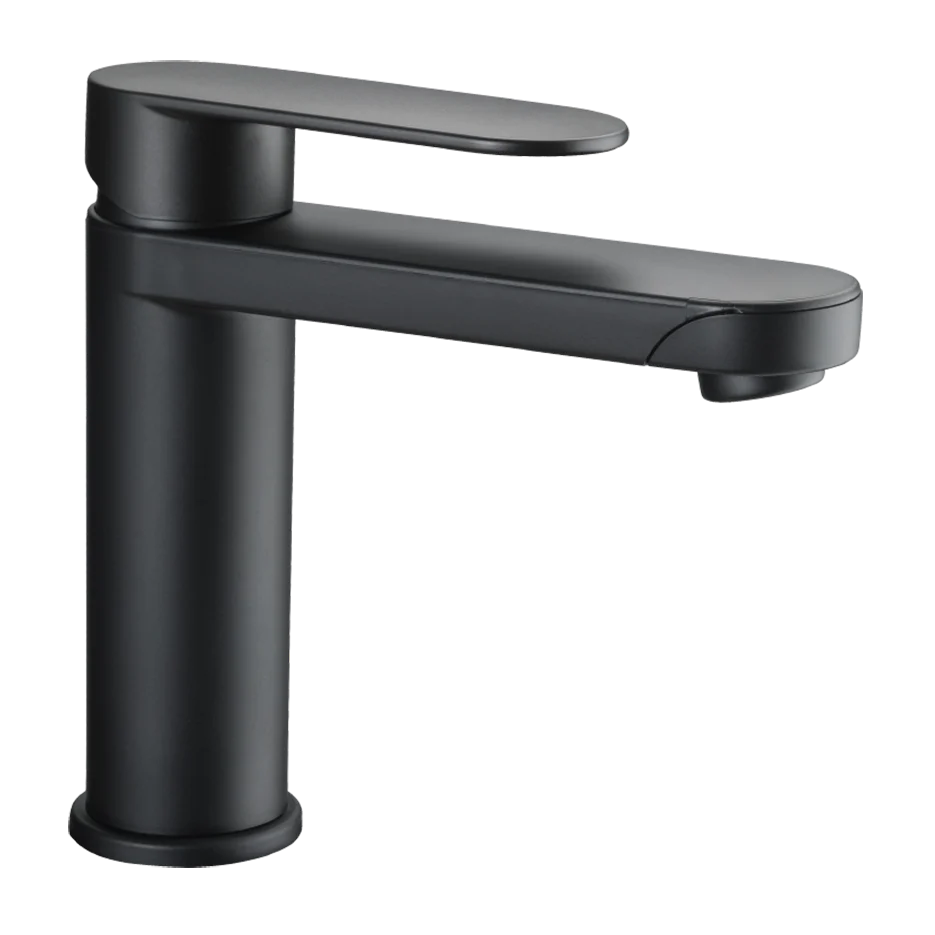 Reich Linnea K Bathroom Tap Black with 25cm Flexi hose barbed fittings