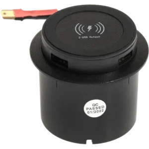 Black Mini Pop-Up Wireless Charger with Dual USB Ports