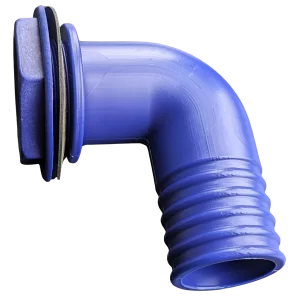 DLS 40mm Angled Connector (1 1/4" B.S.P) Blue c/w Nut & Washer