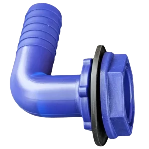 DLS 20mm Angled Connector (3/4" B.S.P) Blue c/w Nut & Washer