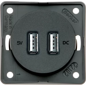 W4 Berker Double USB Charging Point - Anthracite