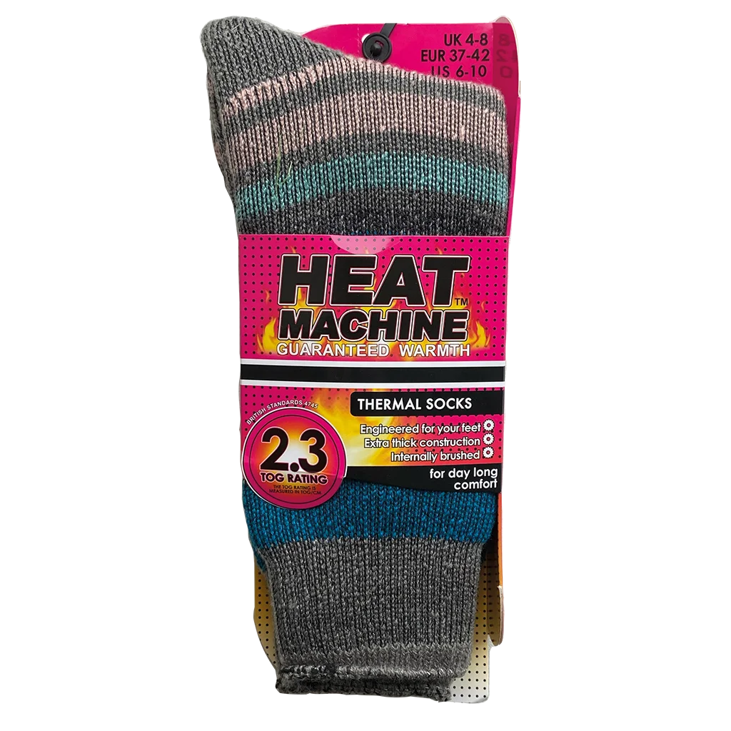 Heat Machine Ladies Tog 2.3 Thermal Socks Size 4-8 - Stripe - Image 2