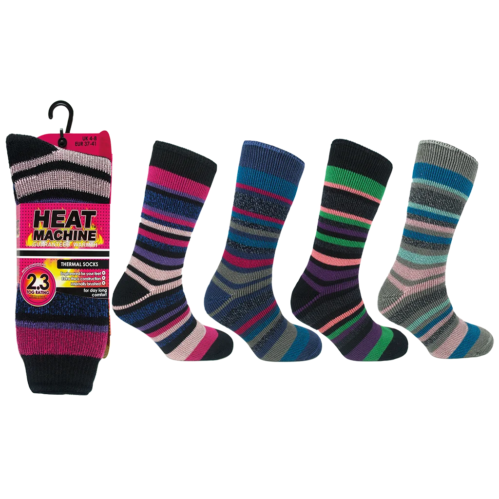 Heat Machine Ladies Tog 2.3 Thermal Socks Size 4-8 - Stripe - Image 3