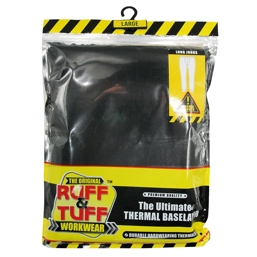 Ruff & Tuff Workwear Men’s Thermal Long Johns, Mixed Sizes, Black