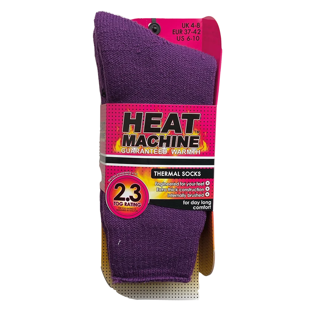 Heat Machine Ladies Tog 2.3 Thermal Socks Size 4-8 Assorted Colours (order in multiples of 6) - Image 2