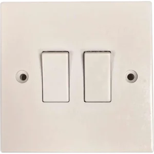 Square Edged Double 2 Way Switch White