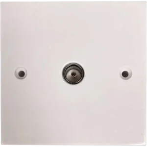 Square Edged Coaxial TV Cocket Single Outlet White