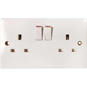Square Edged Double Switched Socket White