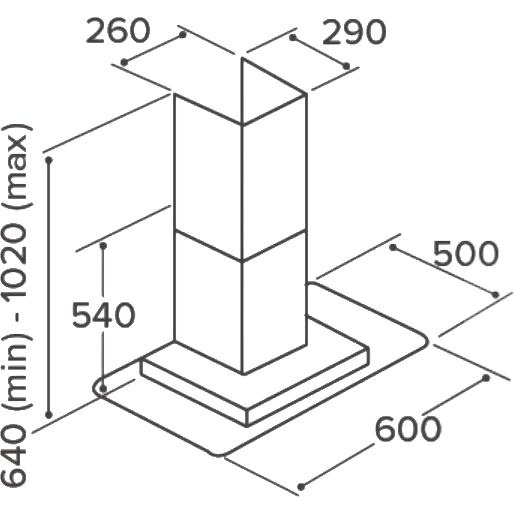 CDA 60cm Flat Glass Chimney Extractor - Black - Image 2