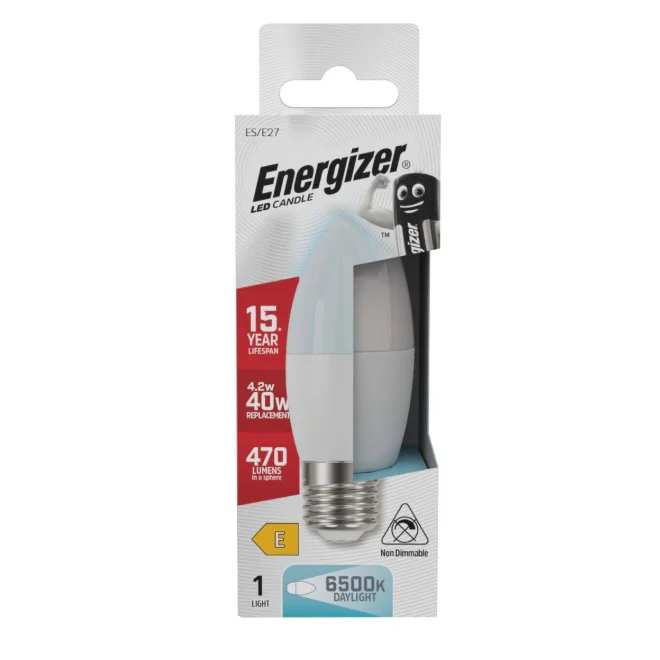 Energizer LED Candle Light Bulb E27 (ES) 470lm 4.2W 6,500K (Daylight) (1 Pack)