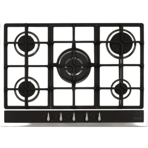 CDA 70cm 5 Burner Gas Hob With Wok Burner - Stainless Steel