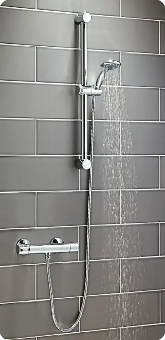 Round Shower Riser Rail Kit with Multi Function Head Chrome - Image 2