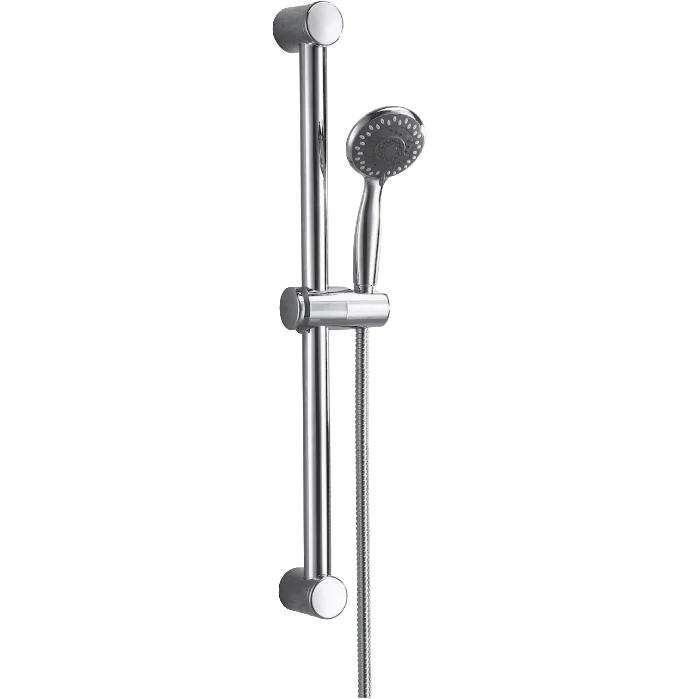 Round Shower Riser Rail Kit with Multi Function Head Chrome