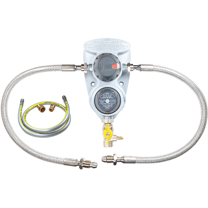 Clesse Compact R800 OPSO 2 Cylinder Changeover Kit With Stainless 1.2M Hose & Pigtails